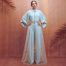 Load image into Gallery viewer, New Fashion Saudi Arabic Pant Evening Dresses Blue Prom Gown With