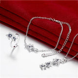 New Fashion Silver Jewelry Popular Necklace Ring Anklet Three piece