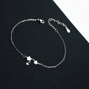 New Fashion Three Stars Pendant Anklet Sterling Silver