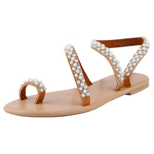 Load image into Gallery viewer, New Fashion Women Flat Sandals Summer Sandals Crystal Pearl Flat soled