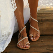 Load image into Gallery viewer, New Fashion Women Flat Sandals Summer Sandals Crystal Pearl Flat soled