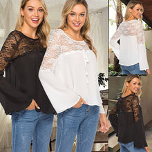 Load image into Gallery viewer, New Fashion Women Lace Patchwork Long Sleeve Embroidery Floral Lace