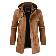 Load image into Gallery viewer, New Faux Leather Jacket Outwear high quality Hooded Solid