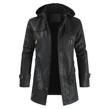 Load image into Gallery viewer, New Faux Leather Jacket Outwear high quality Hooded Solid