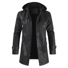 Load image into Gallery viewer, New Faux Leather Jacket Outwear high quality Hooded Solid
