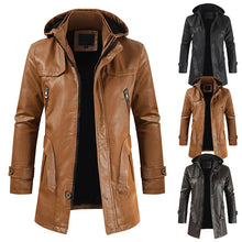 Load image into Gallery viewer, New Faux Leather Jacket Outwear high quality Hooded Solid