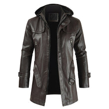 Load image into Gallery viewer, New Faux Leather Jacket Outwear high quality Hooded Solid