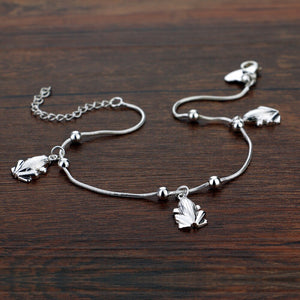 New Frog Pendant Anklets for Women 100% 925 Sterling Silver Beach