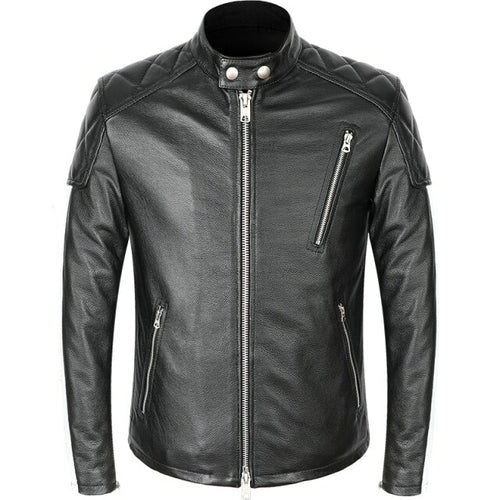 New Genuine Leather Jacket Men Motorcycle Cowhide Jacket Slim Street