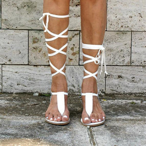 Cross Tied Zipper Flat Sandals Gladiator