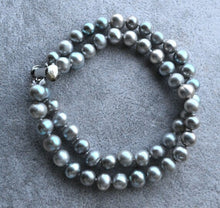 Load image into Gallery viewer, New Gray Pearl Bracelet 2 Rows 7 8mm Round Real Freshwater Pearl - Sophornlilly
