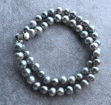 Load image into Gallery viewer, New Gray Pearl Bracelet 2 Rows 7 8mm Round Real Freshwater Pearl - Sophornlilly
