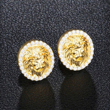 Load image into Gallery viewer, New Hip HOP 1Pair Zircon Micro Paved Lion Iced Out Rhinestone CZ Stone