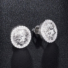 Load image into Gallery viewer, New Hip HOP 1Pair Zircon Micro Paved Lion Iced Out Rhinestone CZ Stone