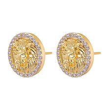Load image into Gallery viewer, New Hip HOP 1Pair Zircon Micro Paved Lion Iced Out Rhinestone CZ Stone
