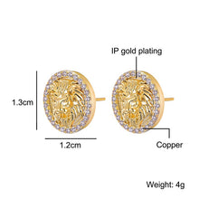 Load image into Gallery viewer, New Hip HOP 1Pair Zircon Micro Paved Lion Iced Out Rhinestone CZ Stone