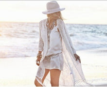 Load image into Gallery viewer, New Lace Women's Blouse Ladies Fringe Long Sleeve Kimono Cardigan Tops - Sophornlilly
