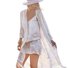 Load image into Gallery viewer, New Lace Women's Blouse Ladies Fringe Long Sleeve Kimono Cardigan Tops - Sophornlilly