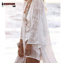 Load image into Gallery viewer, New Lace Women's Blouse Ladies Fringe Long Sleeve Kimono Cardigan Tops - Sophornlilly