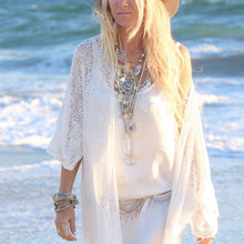 Load image into Gallery viewer, New Lace Women's Blouse Ladies Fringe Long Sleeve Kimono Cardigan Tops - Sophornlilly