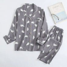 Load image into Gallery viewer, New Ladies Pajamas Sets 100% Gauze Cotton Cartoon Printed Pyjamas