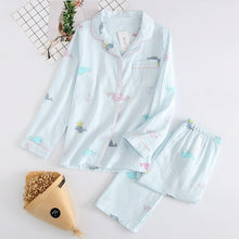 Load image into Gallery viewer, New Ladies Pajamas Sets 100% Gauze Cotton Cartoon Printed Pyjamas