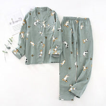 Load image into Gallery viewer, New Ladies Pajamas Sets 100% Gauze Cotton Cartoon Printed Pyjamas