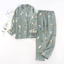 Load image into Gallery viewer, New Ladies Pajamas Sets 100% Gauze Cotton Cartoon Printed Pyjamas