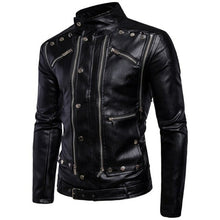 Load image into Gallery viewer, New Leather Jacket Stand up collar Slim Loose Casual