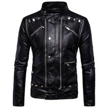 Load image into Gallery viewer, New Leather Jacket Stand up collar Slim Loose Casual