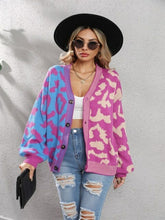 Load image into Gallery viewer, New Leopard Pattern Stitched Sweater Button Knit Cardigan