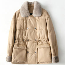 Load image into Gallery viewer, New Medium Long Leather Down Winter Mink Wool Collar