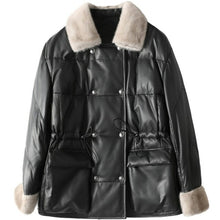 Load image into Gallery viewer, New Medium Long Leather Down Winter Mink Wool Collar