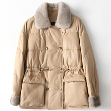 Load image into Gallery viewer, New Medium Long Leather Down Winter Mink Wool Collar