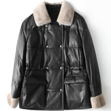Load image into Gallery viewer, New Medium Long Leather Down Winter Mink Wool Collar