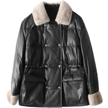Load image into Gallery viewer, New Medium Long Leather Down Winter Mink Wool Collar
