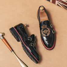 Load image into Gallery viewer, Loafers Pu Solid Color Round Toe Double Buckle Exquisite