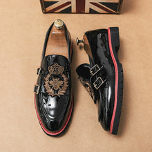 Load image into Gallery viewer, Loafers Pu Solid Color Round Toe Double Buckle Exquisite