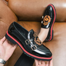 Load image into Gallery viewer, Loafers Pu Solid Color Round Toe Double Buckle Exquisite