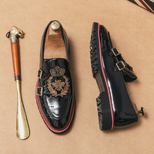 Load image into Gallery viewer, Loafers Pu Solid Color Round Toe Double Buckle Exquisite