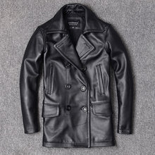 Load image into Gallery viewer, Genuine Leather Jacket Cowhide Overcoat Autumn Winter