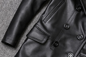 Genuine Leather Jacket Cowhide Overcoat Autumn Winter