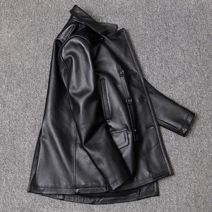 Genuine Leather Jacket Cowhide Overcoat Autumn Winter