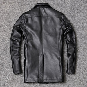 Genuine Leather Jacket Cowhide Overcoat Autumn Winter