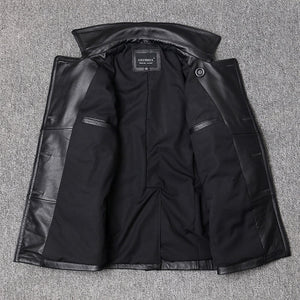 Genuine Leather Jacket Cowhide Overcoat Autumn Winter