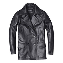 Load image into Gallery viewer, Genuine Leather Jacket Cowhide Overcoat Autumn Winter