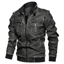 Load image into Gallery viewer, Leather Jacket Men Winter Autumn Windproof