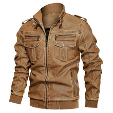 Load image into Gallery viewer, Leather Jacket Men Winter Autumn Windproof