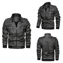 Load image into Gallery viewer, Leather Jacket Men Winter Autumn Windproof