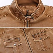 Load image into Gallery viewer, Leather Jacket Men Winter Autumn Windproof